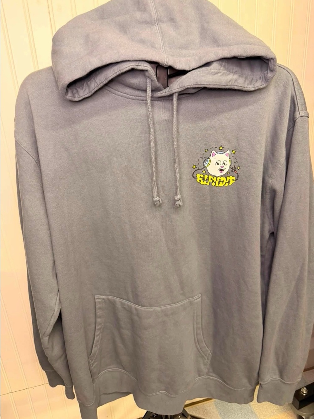 Ripndip Light Gray Hoodie with Yellow & White Cat Graphic